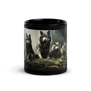 Wolf Pack | Black Glossy Mug