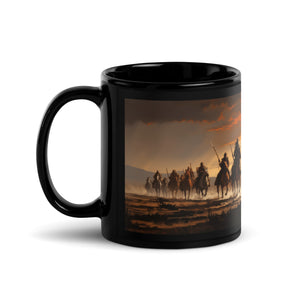 Native on Horses | Black Glossy Mug