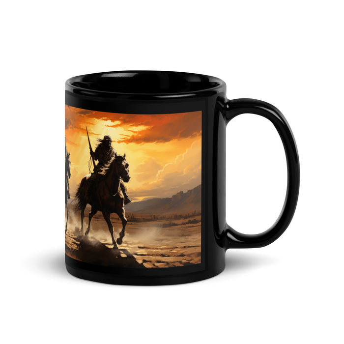 Native on Horses | Black Glossy Mug