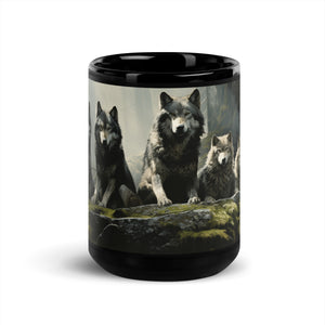 Wolf Pack | Black Glossy Mug