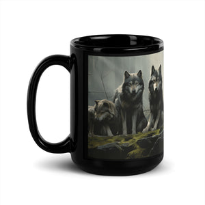 Wolf Pack | Black Glossy Mug