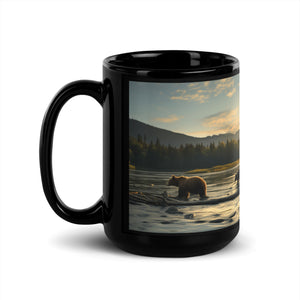 Momma Grizzly Bear | Black Glossy Mug