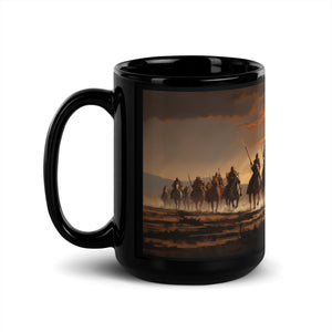Native on Horses | Black Glossy Mug