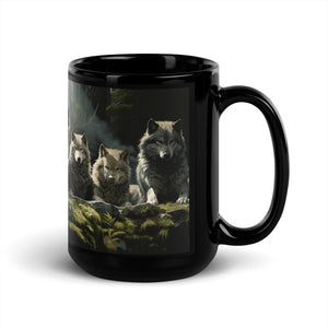 Wolf Pack | Black Glossy Mug