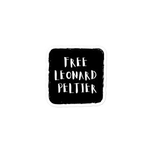 Free Leonard Peltier - Black/white Block | stickers