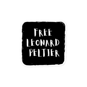Free Leonard Peltier - Black/white Block | stickers