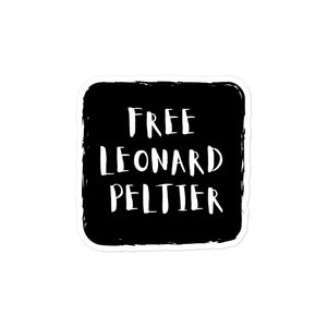 Free Leonard Peltier - Black/white Block | stickers