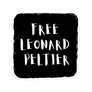 Free Leonard Peltier - Black/white Block | stickers