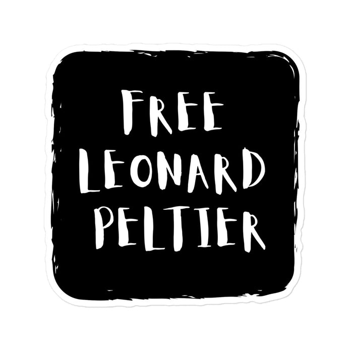 Free Leonard Peltier - Black/white Block | stickers