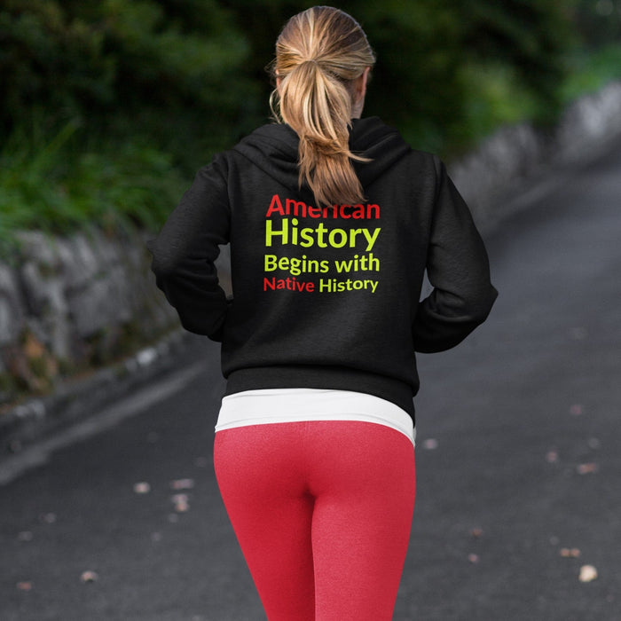 Begins with Native History - badge on back | Heavy Hoodie