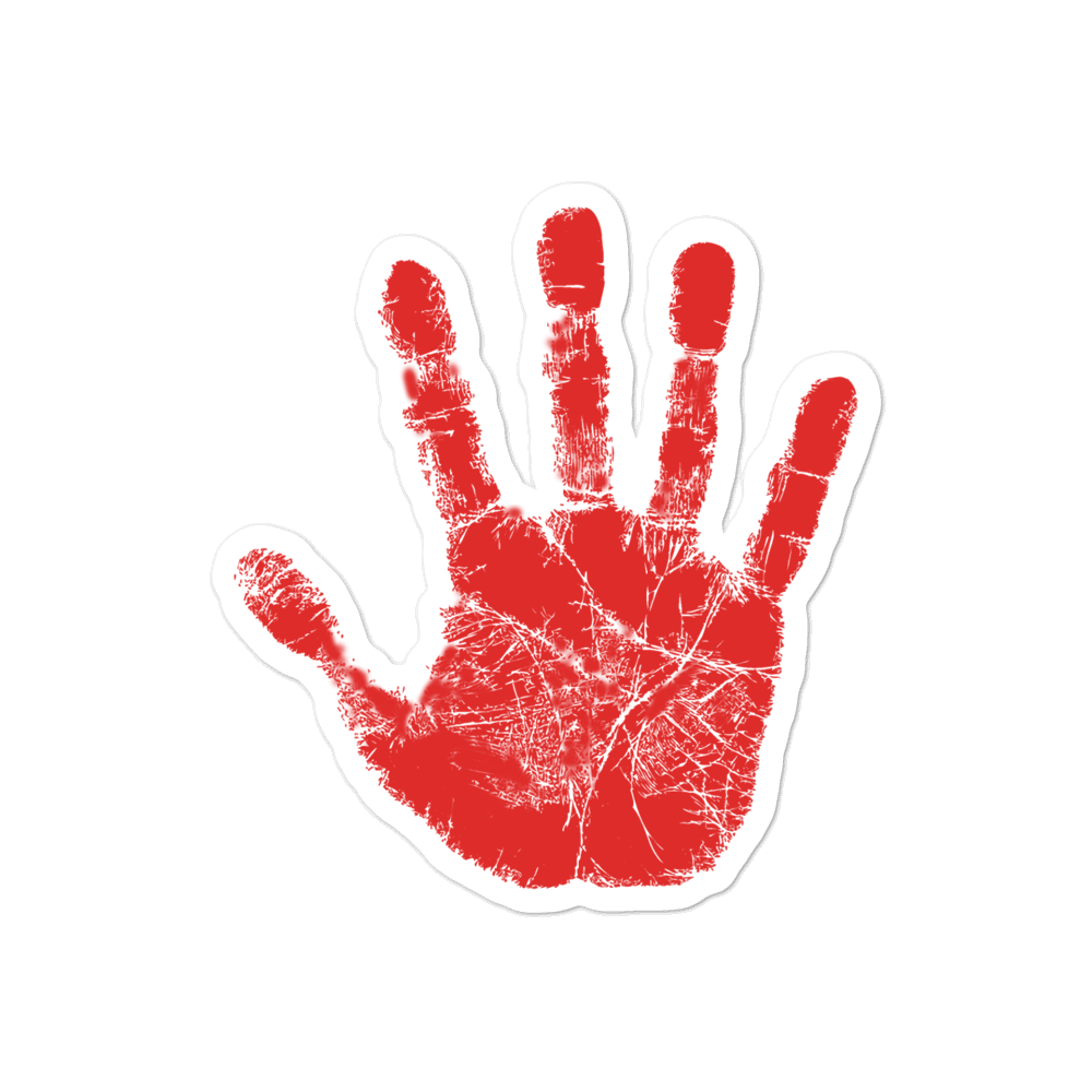 Pushpa Hand Sticker Red Red Hand - Supporter of MMIW | Sticker – Native American Merchandise