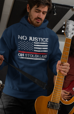 No Justice on Stolen Land | Heavy Hoodie