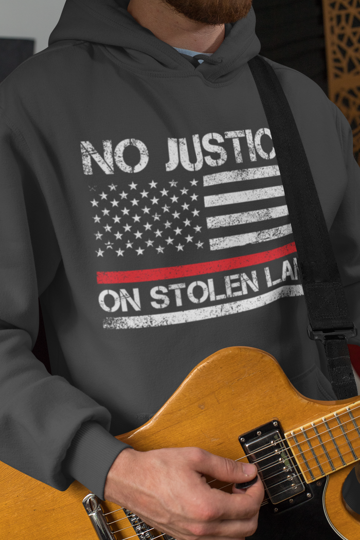 No Justice on Stolen Land | Heavy Hoodie