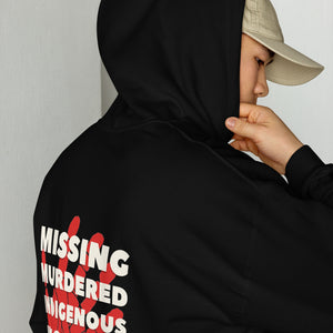 Missing Murdered Indigenous Women | Red Hand | Front-Back Badge | Heavy Hoodie