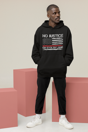 No Justice on Stolen Land | Heavy Hoodie